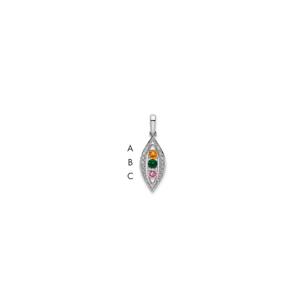 14KW Family Jewelry Synthetic Stone & Diamond Set Pendant - 2