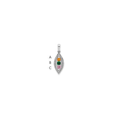 14K White Gold Family Jewelry Genuine Stone & Diamond Set Pendant - 7