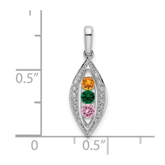 14KW Family Jewelry Synthetic Stone & Diamond Set Pendant - 2