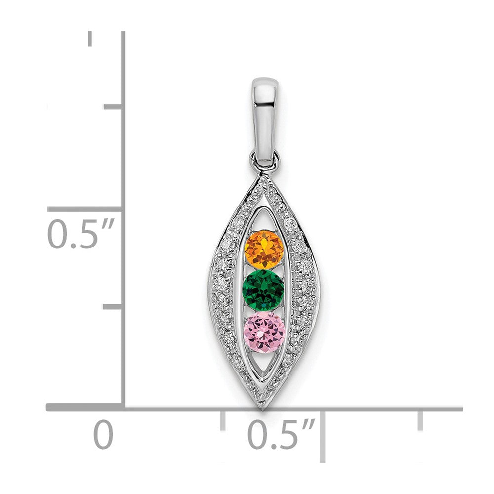 14KW Family Jewelry Synthetic Stone & Diamond Set Pendant