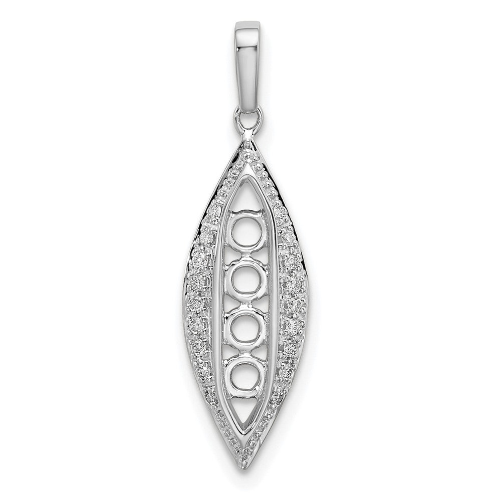 14K White Gold Family Jewelry Synthetic Stone & Diamond Set Pendant - 13