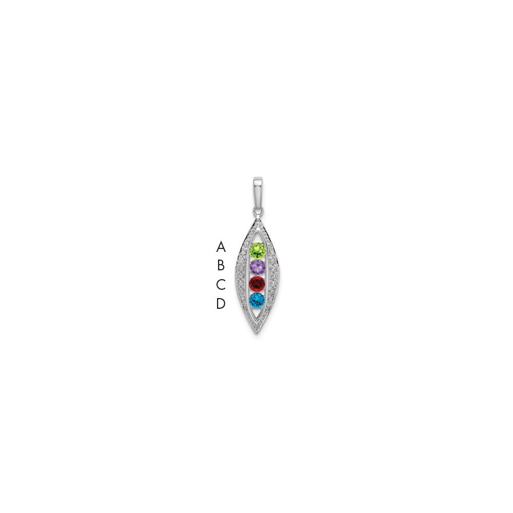 14K White Gold Family Jewelry Synthetic Stone & Diamond Set Pendant - 13