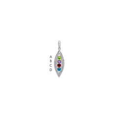 14K White Gold Family Jewelry Synthetic Stone & Diamond Set Pendant - 13