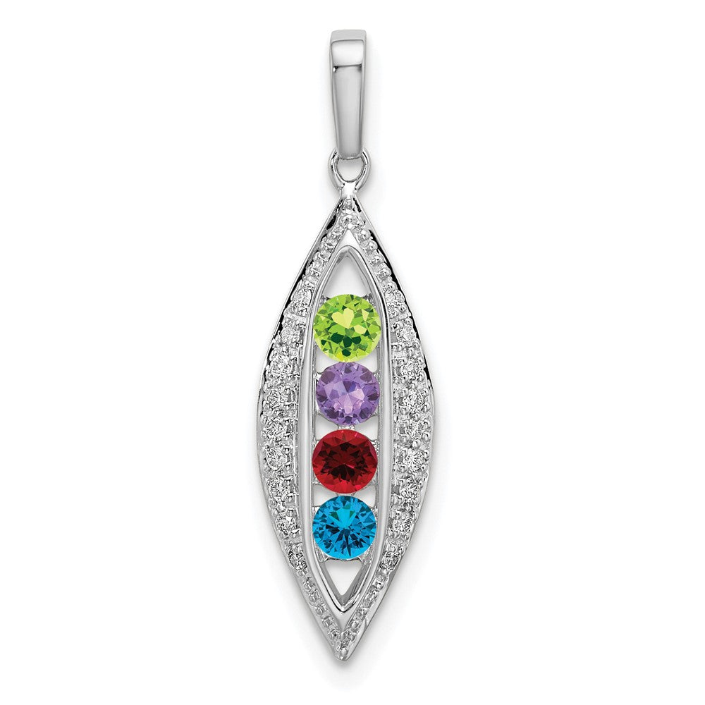 14K White Gold Family Jewelry Diamond Semi-Set Pendant - 15