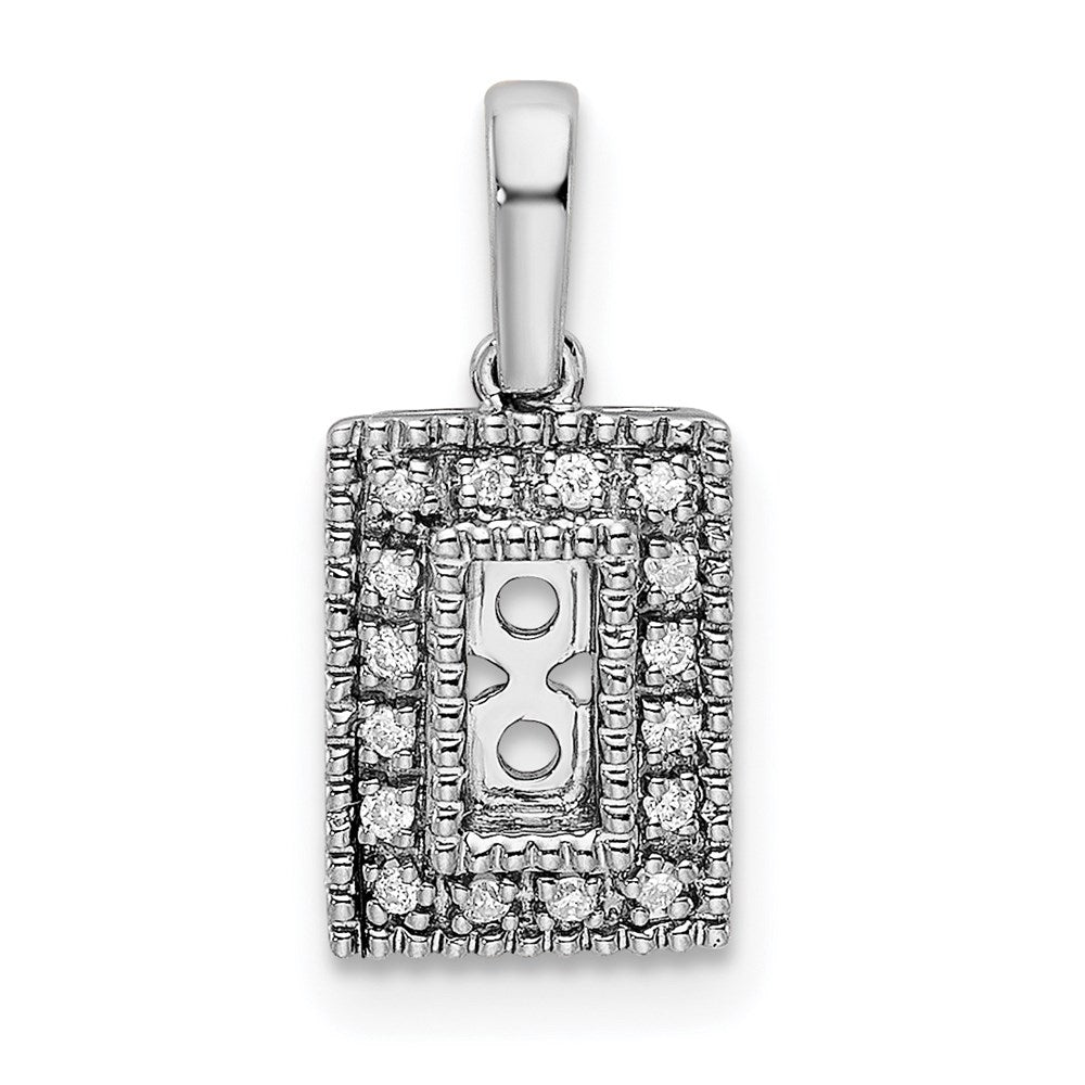 14K White Gold Family Jewelry Synthetic Stone & Diamond Set Pendant - 17