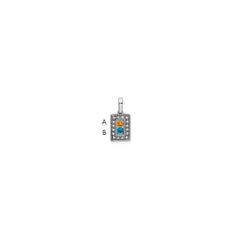 14K White Gold Family Jewelry Synthetic Stone & Diamond Set Pendant - 17