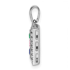 14K White Gold Family Jewelry Genuine Stone & Diamond Set Pendant - 22