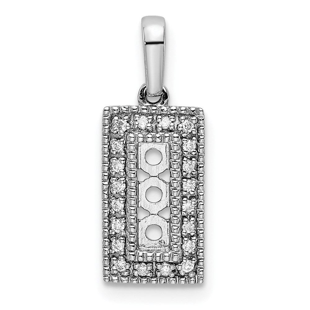14K White Gold Family Jewelry Synthetic Stone & Diamond Set Pendant - 18