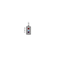 14K White Gold Family Jewelry Genuine Stone & Diamond Set Pendant - 22