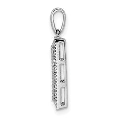 14K White Gold Family Jewelry Genuine Stone & Diamond Set Pendant - 17