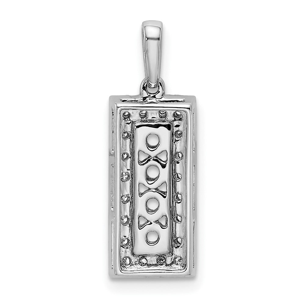 14K White Gold Family Jewelry Genuine Stone & Diamond Set Pendant - 17