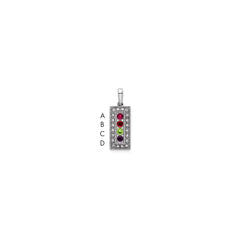 14K White Gold Family Jewelry Genuine Stone & Diamond Set Pendant - 17