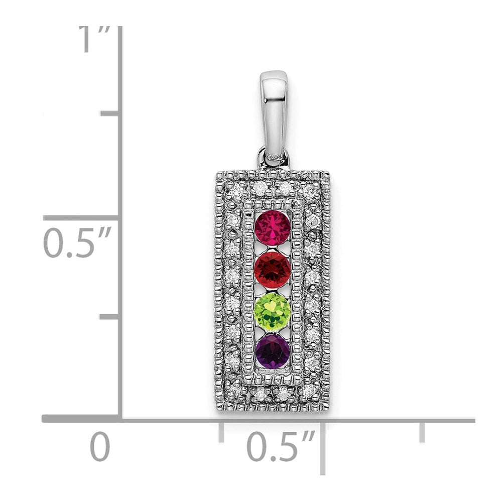 14K White Gold Family Jewelry Genuine Stone & Diamond Set Pendant - 17
