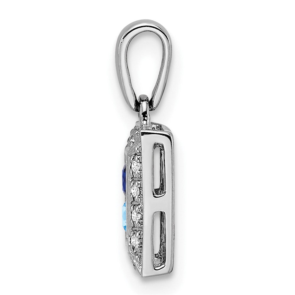 14K White Gold Family Jewelry Synthetic Stone & Diamond Set Pendant - 19
