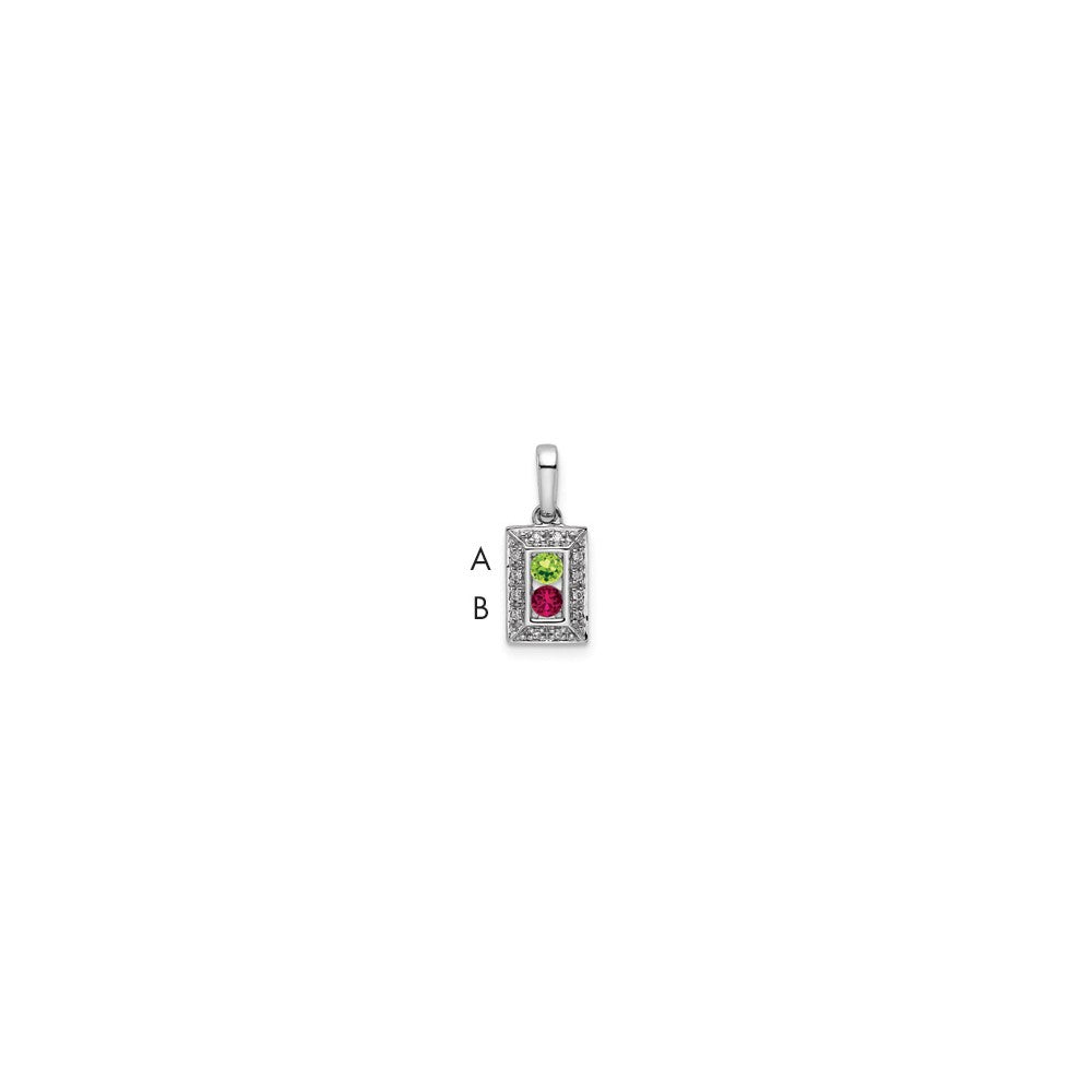 14K White Gold Family Jewelry Synthetic Stone & Diamond Set Pendant - 19