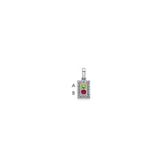 14K White Gold Family Jewelry Synthetic Stone & Diamond Set Pendant - 19