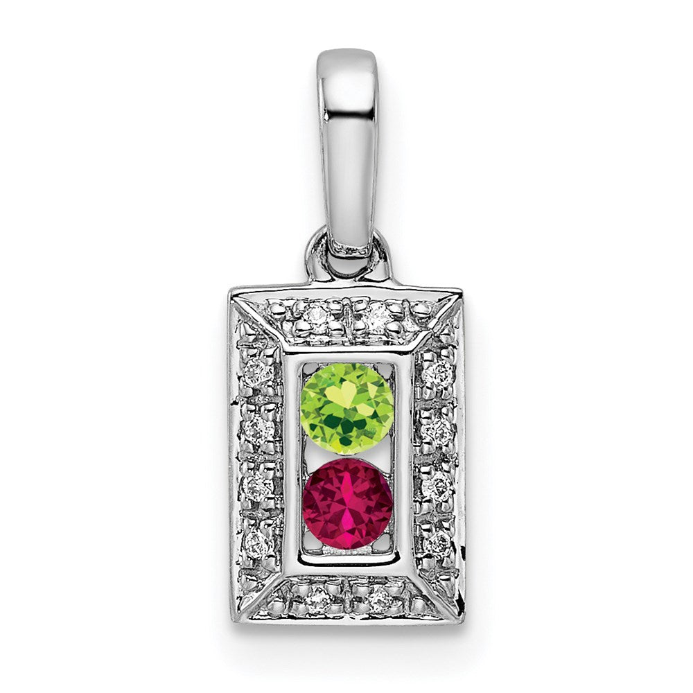 14K White Gold Family Jewelry Synthetic Stone & Diamond Set Pendant - 19
