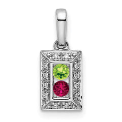 14K White Gold Family Jewelry Synthetic Stone & Diamond Set Pendant - 19