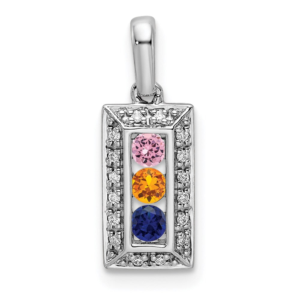 14K White Gold Family Jewelry Diamond Semi-Set Pendant - 11