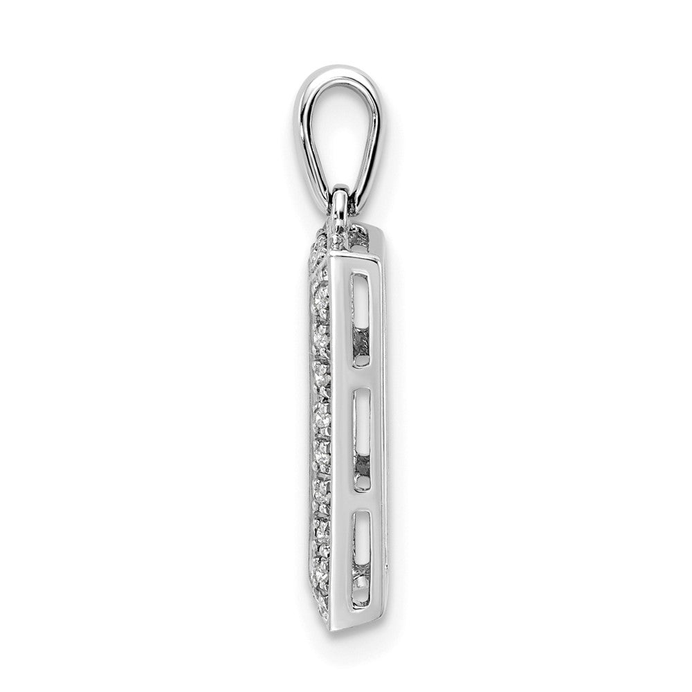 14K White Gold Family Jewelry Synthetic Stone & Diamond Set Pendant - 20