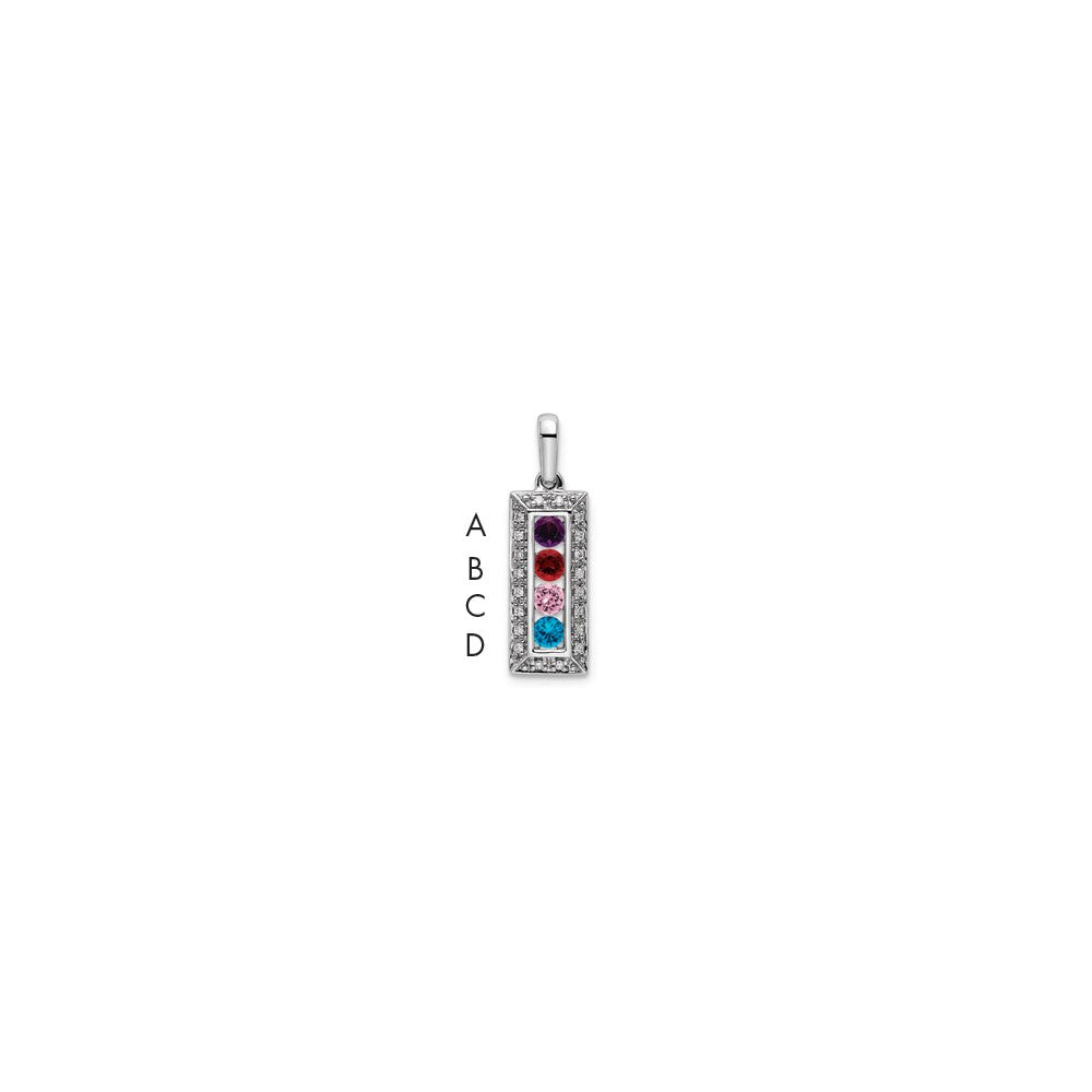 14K White Gold Family Jewelry Diamond Semi-Set Pendant - 12