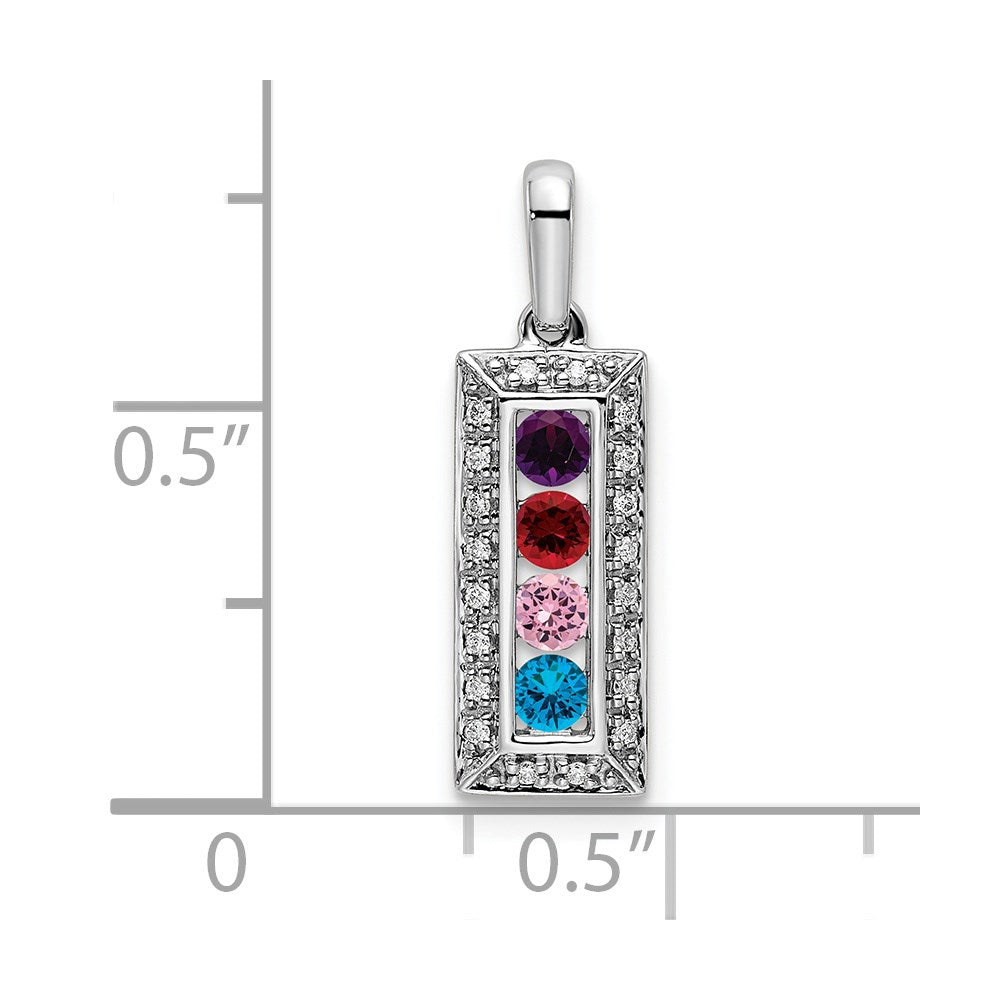 14K White Gold Family Jewelry Synthetic Stone & Diamond Set Pendant - 20