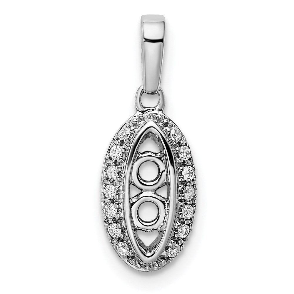 14K White Gold Family Jewelry Diamond Semi-Set Pendant - 21