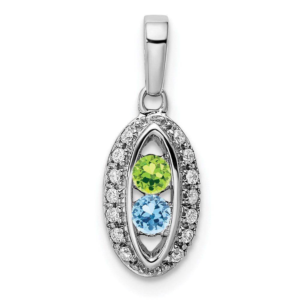 14K White Gold Family Jewelry Diamond Semi-Set Pendant - 21