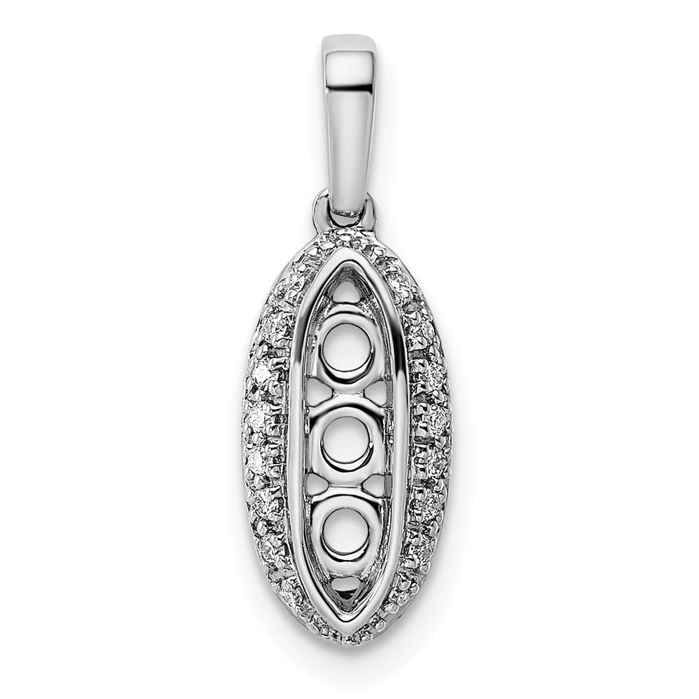 14K White Gold Family Jewelry Genuine Stone & Diamond Set Pendant - 19