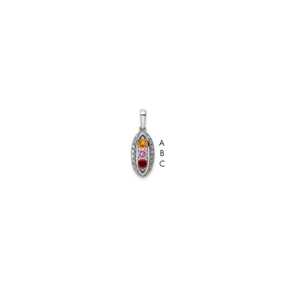 14K White Gold Family Jewelry Diamond Semi-Set Pendant