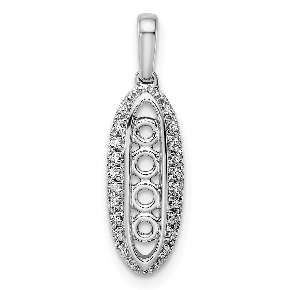 14K White Gold Family Jewelry Diamond Semi-Set Pendant - 22