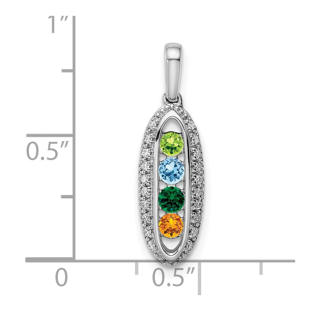 14K White Gold Family Jewelry Diamond Semi-Set Pendant - 22