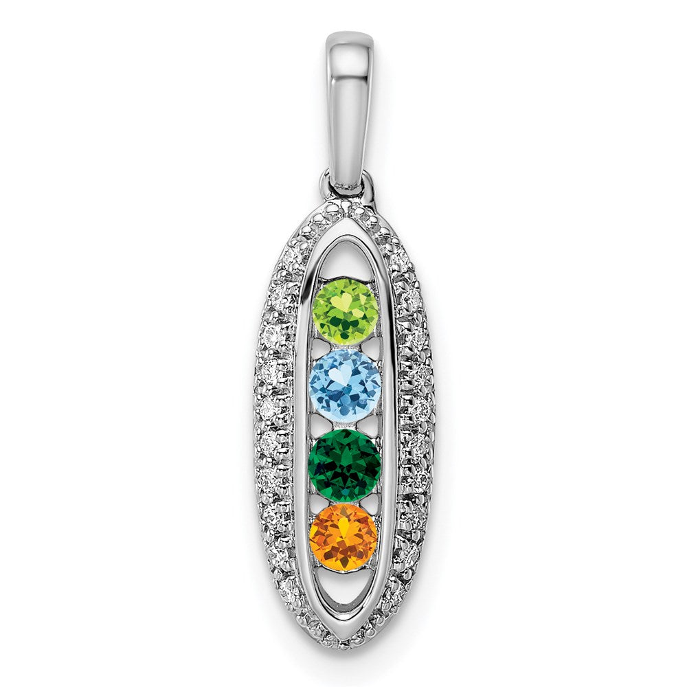 14K White Gold Family Jewelry Diamond Semi-Set Pendant - 22