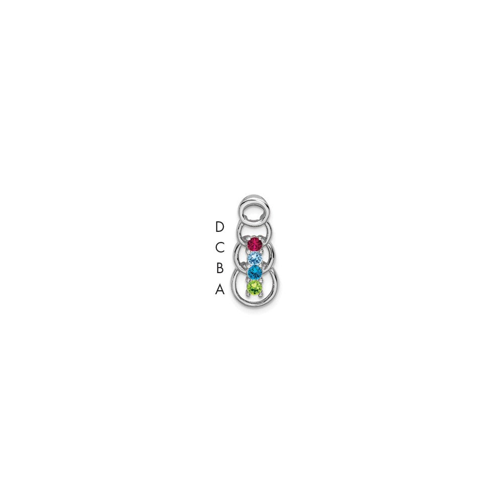 14k White Gold 4 Synthetic Stone Family Pendant