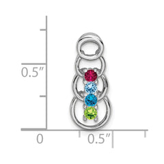 14k White Gold 4 Genuine Stone Family Pendant