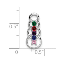 14k White Gold 5 Genuine Stone Family Pendant - 4