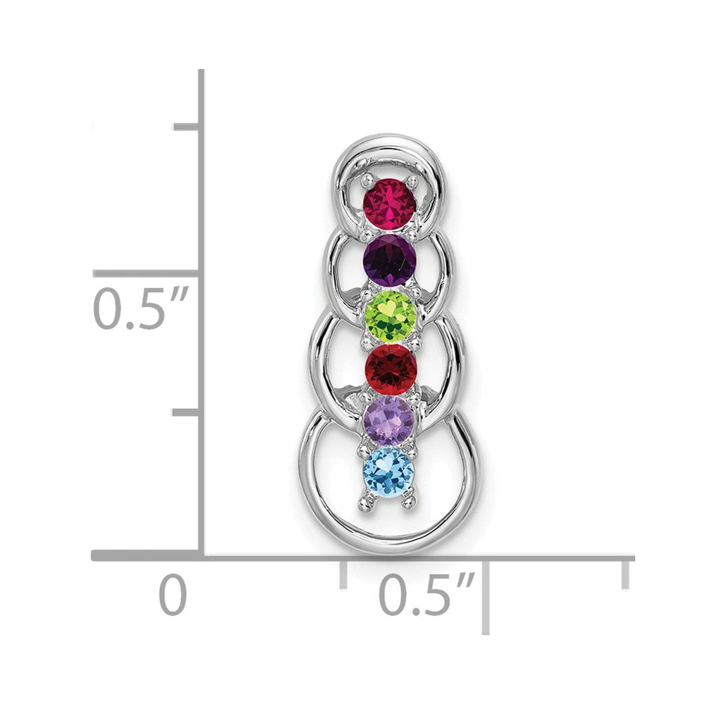 14k White Gold 6 Synthetic Stone Family Pendant - 4