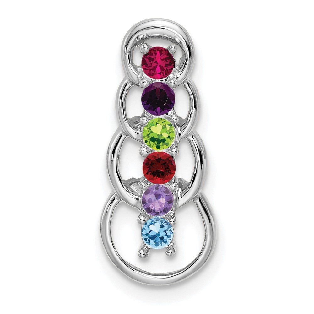 14k White Gold 6 Synthetic Stone Family Pendant - 4