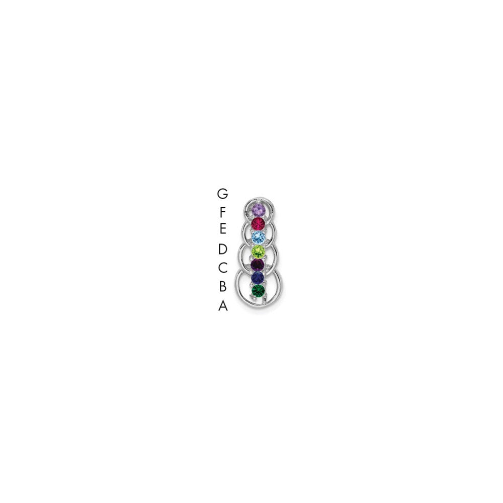 14k White Gold 7 Genuine Stone Family Pendant - 3
