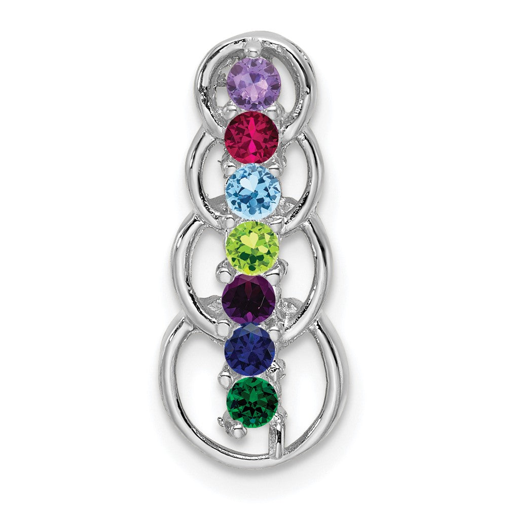 14k White Gold 7 Synthetic Stone Family Pendant