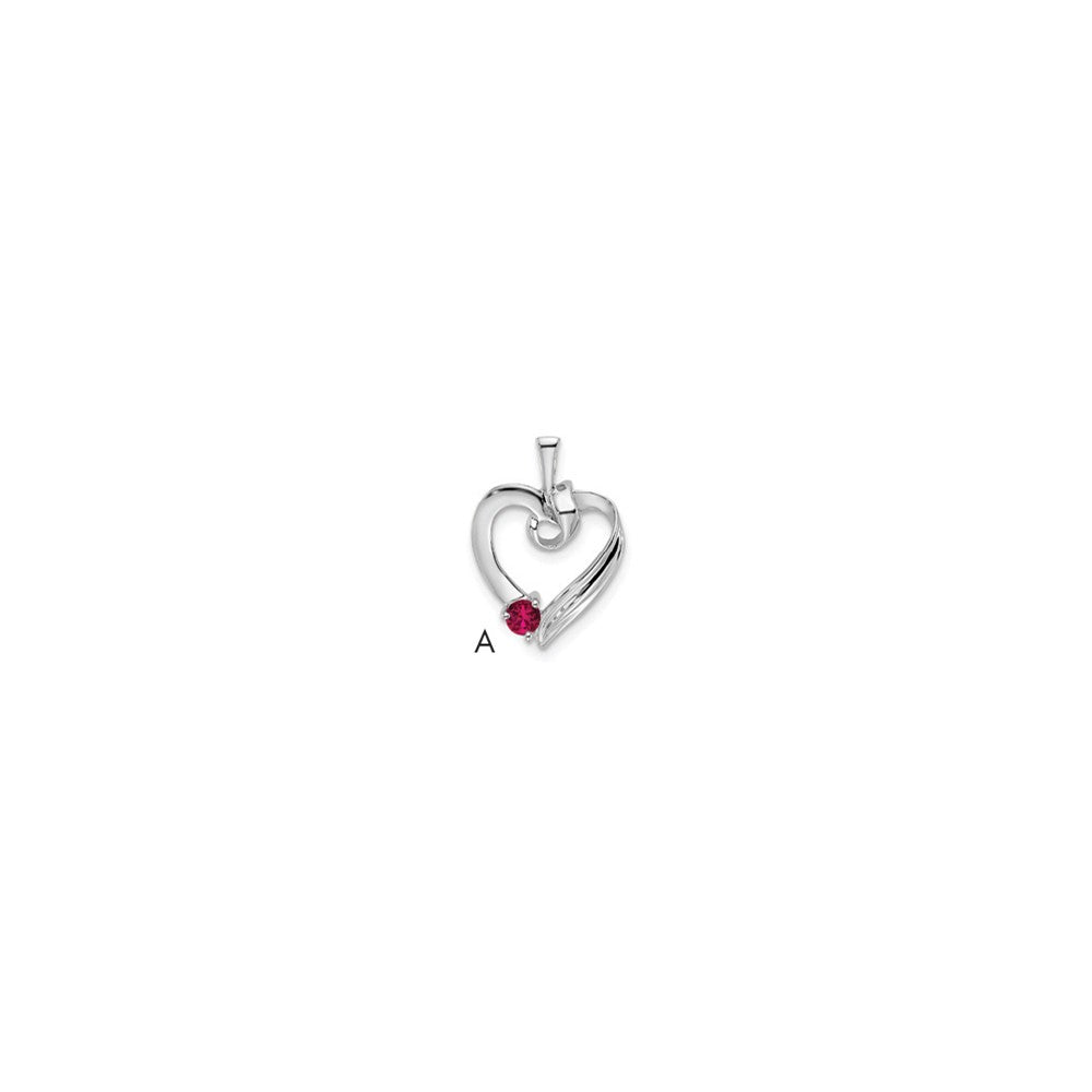 14k White Gold 1 Synthetic Stone Family Pendant - 4