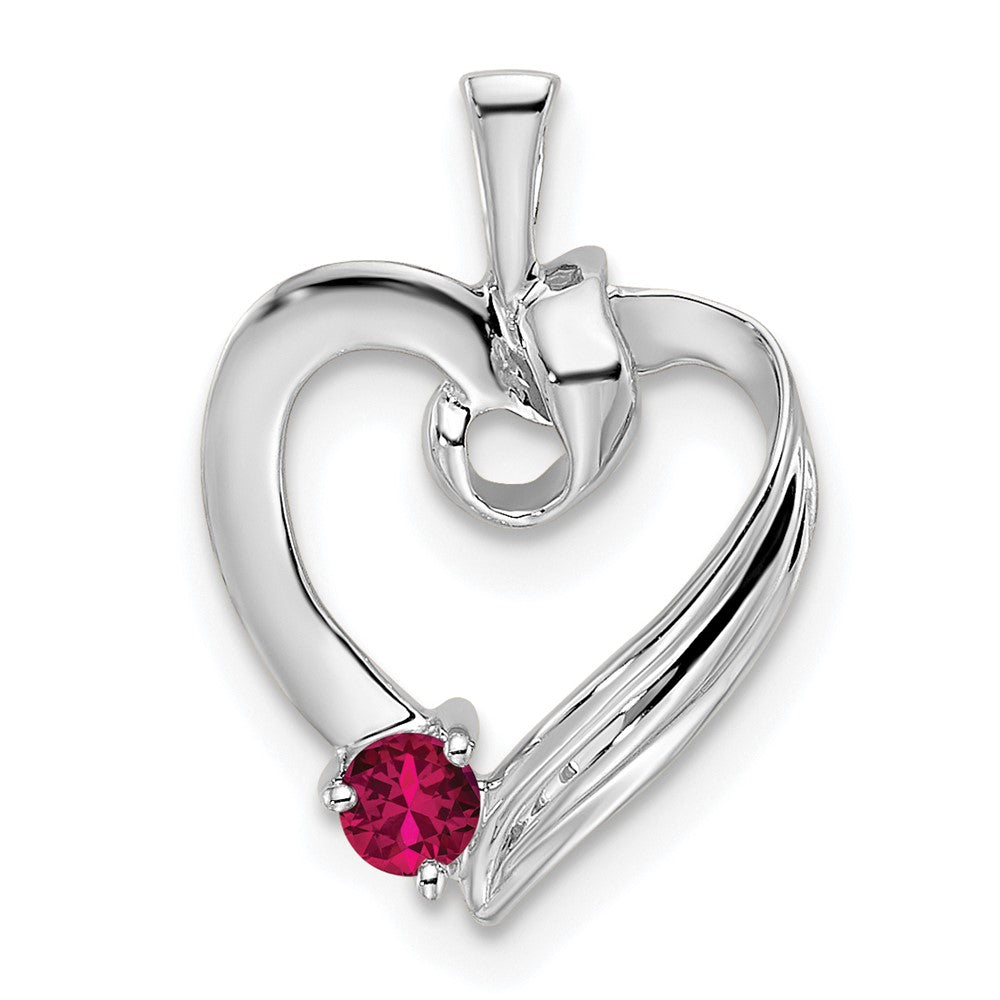 14k White Gold 1 Synthetic Stone Family Pendant - 4