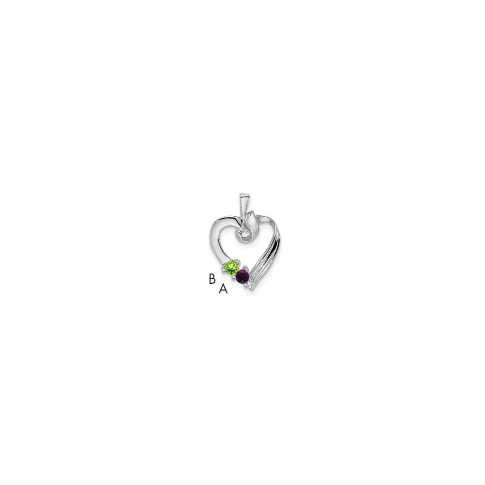 14k White Gold 2 Synthetic Stone Family Pendant - 4