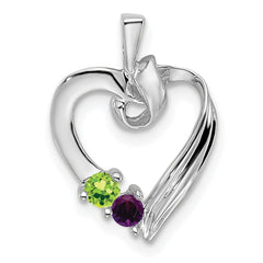 14k White Gold 2 Synthetic Stone Family Pendant - 4