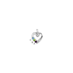 14k White Gold 3 Synthetic Stone Family Pendant - 4