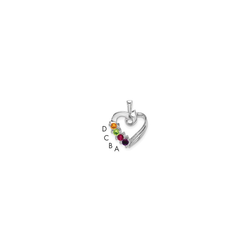 14k White Gold 4 Genuine Stone Family Pendant - 4