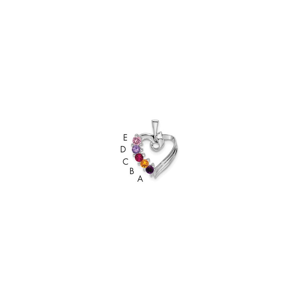 14k White Gold 5 Synthetic Stone Family Pendant - 3