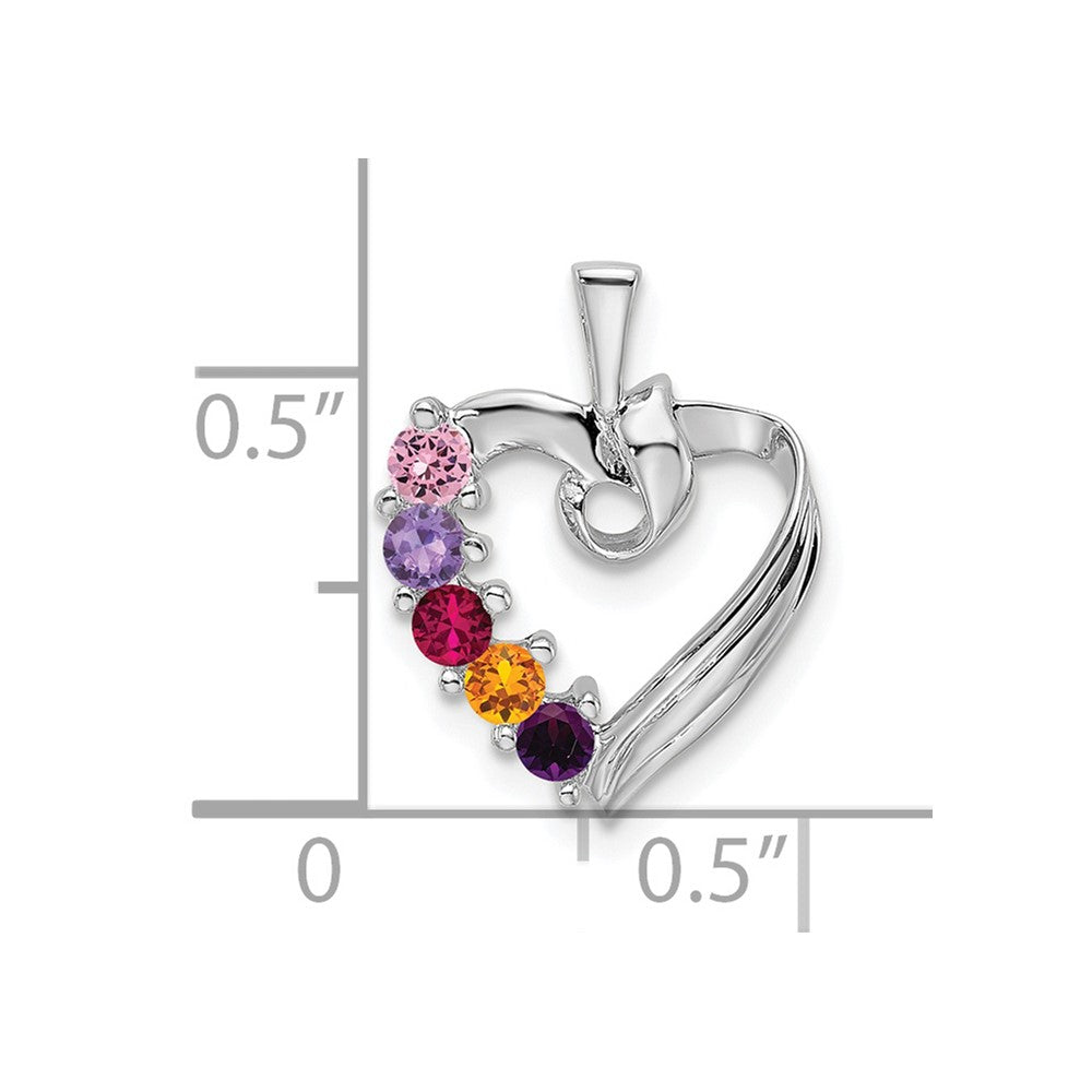 14k White Gold 5 Synthetic Stone Family Pendant - 3