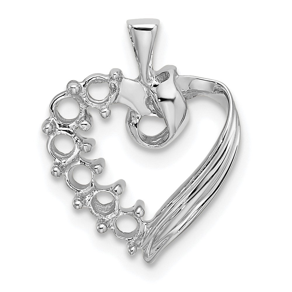 14k White Gold 6 Genuine Stone Family Pendant - 4