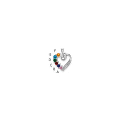 14k White Gold 6 Genuine Stone Family Pendant - 4